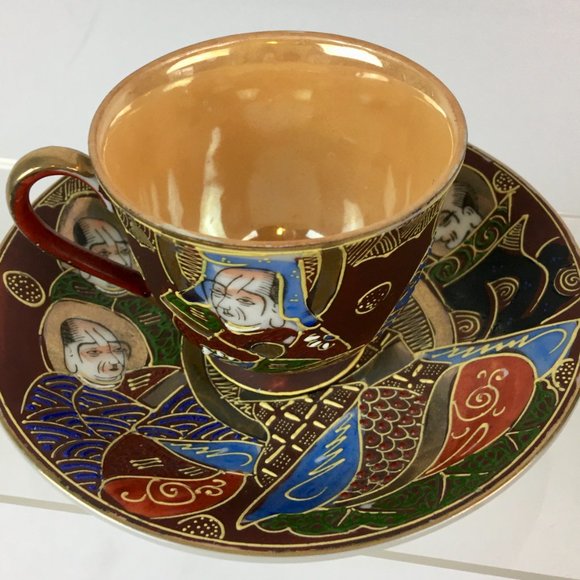 Vintage Japanese Goddess Scholars Moriage Made in Occupied Japan Cup & Saucer - Picture 10 of 11
